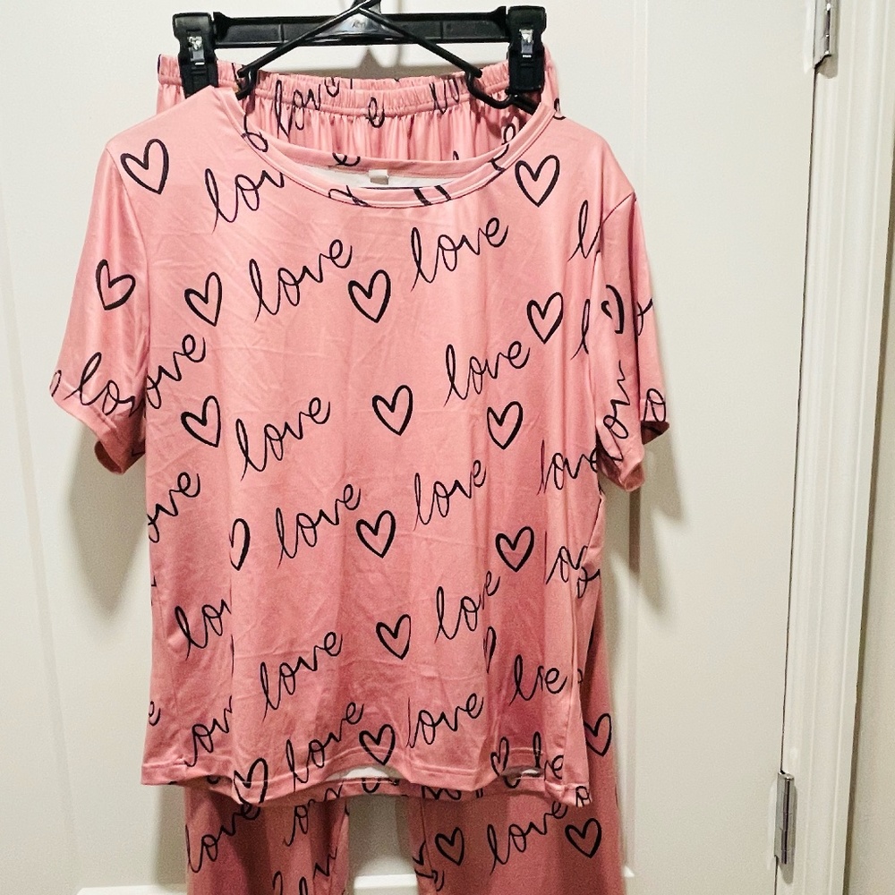 Love Pink Pajamas Set Sz L